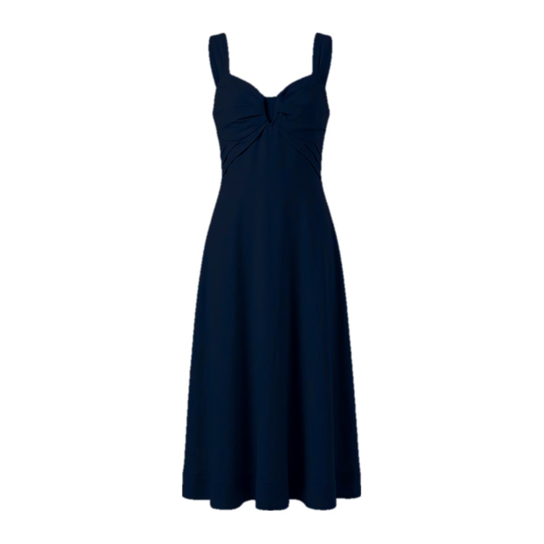 Vestido com pregas — Marinho