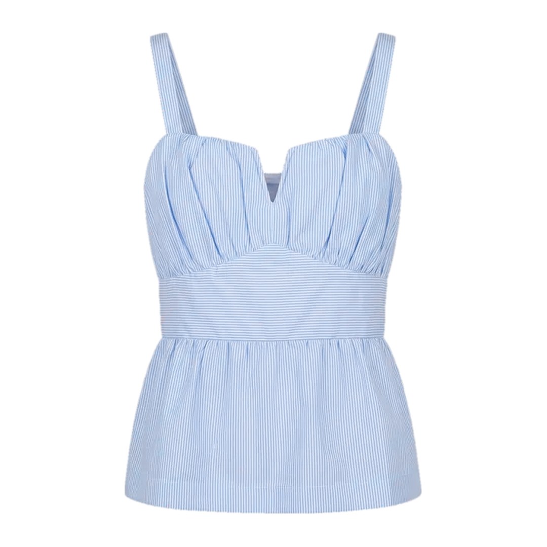 Blusa peplum de tricoline listrada — Azul