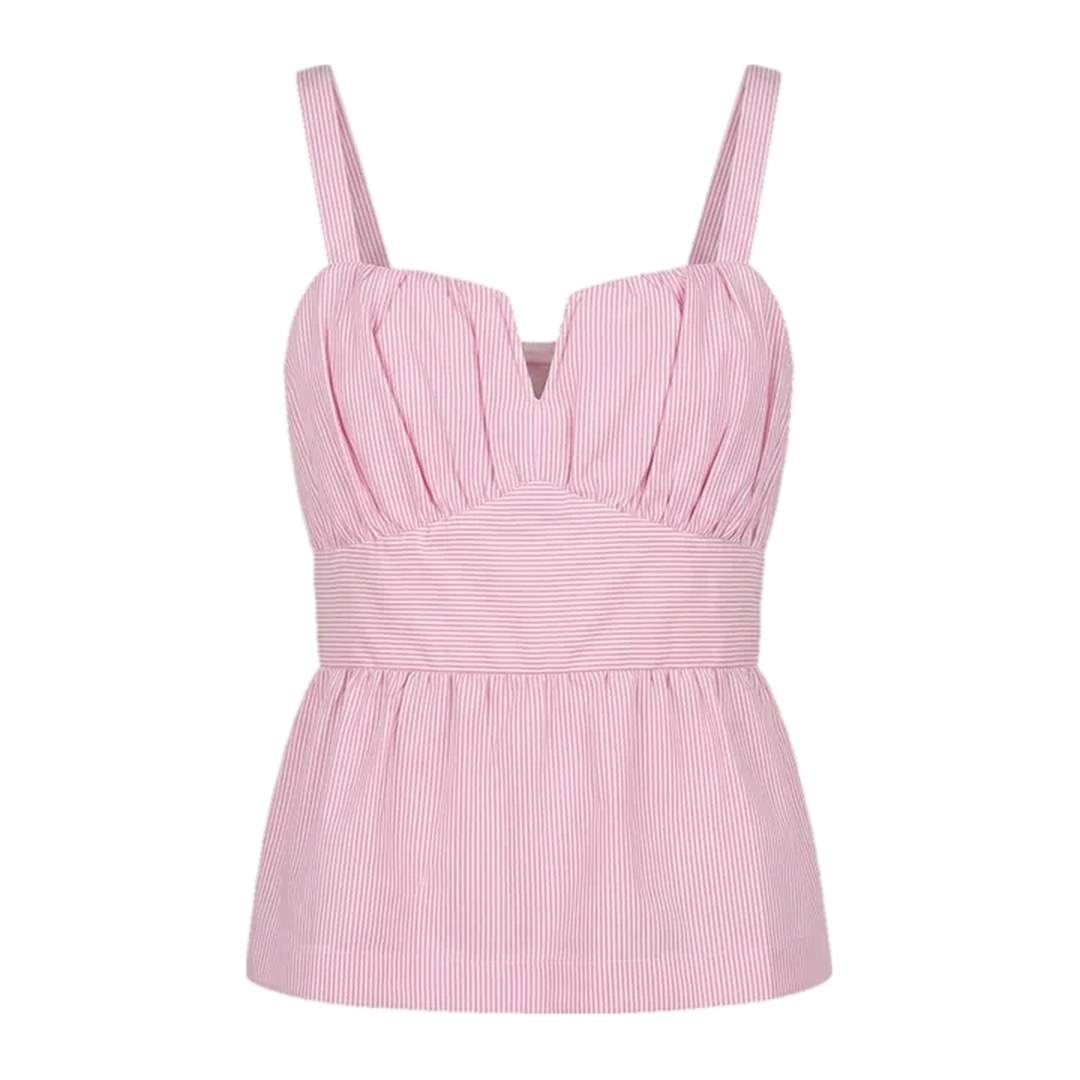 Blusa peplum de tricoline listrada — Rosa