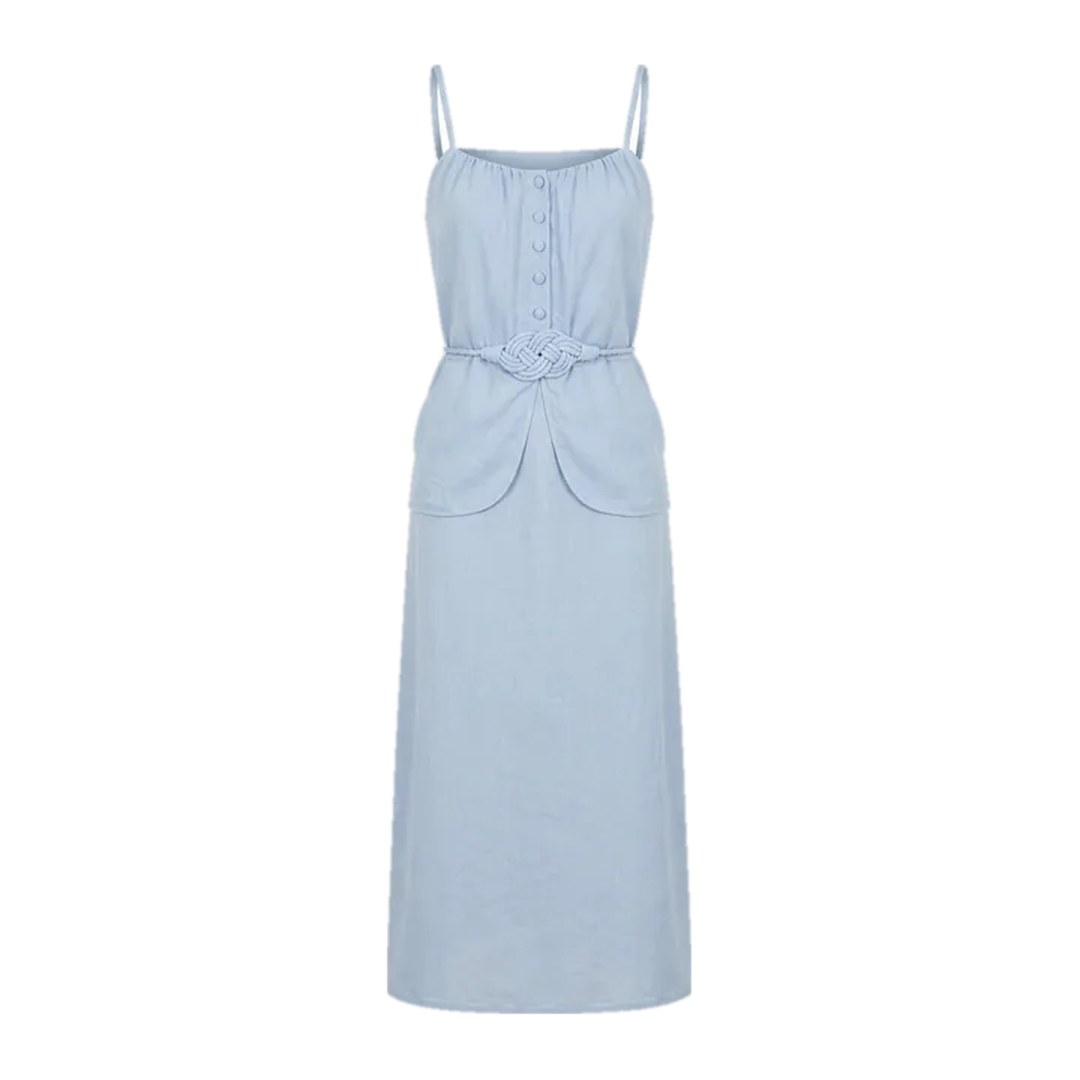 Vestido de viscolinho — Azul bebê