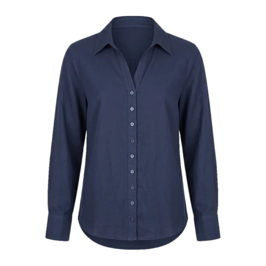 Camisa 55% linho e 45% viscose — Marinho