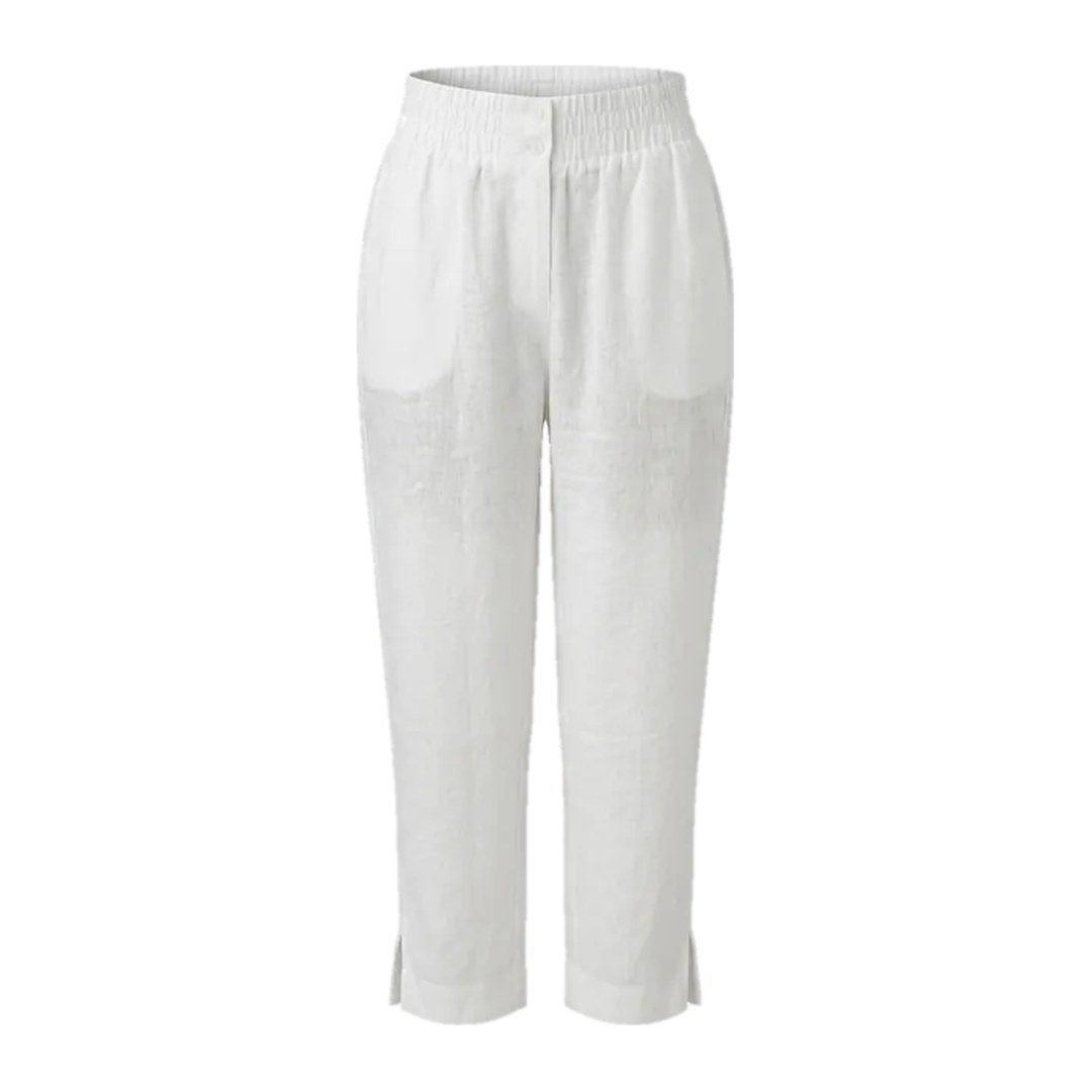 Calça 100% linho com elástico na cintura — Branca