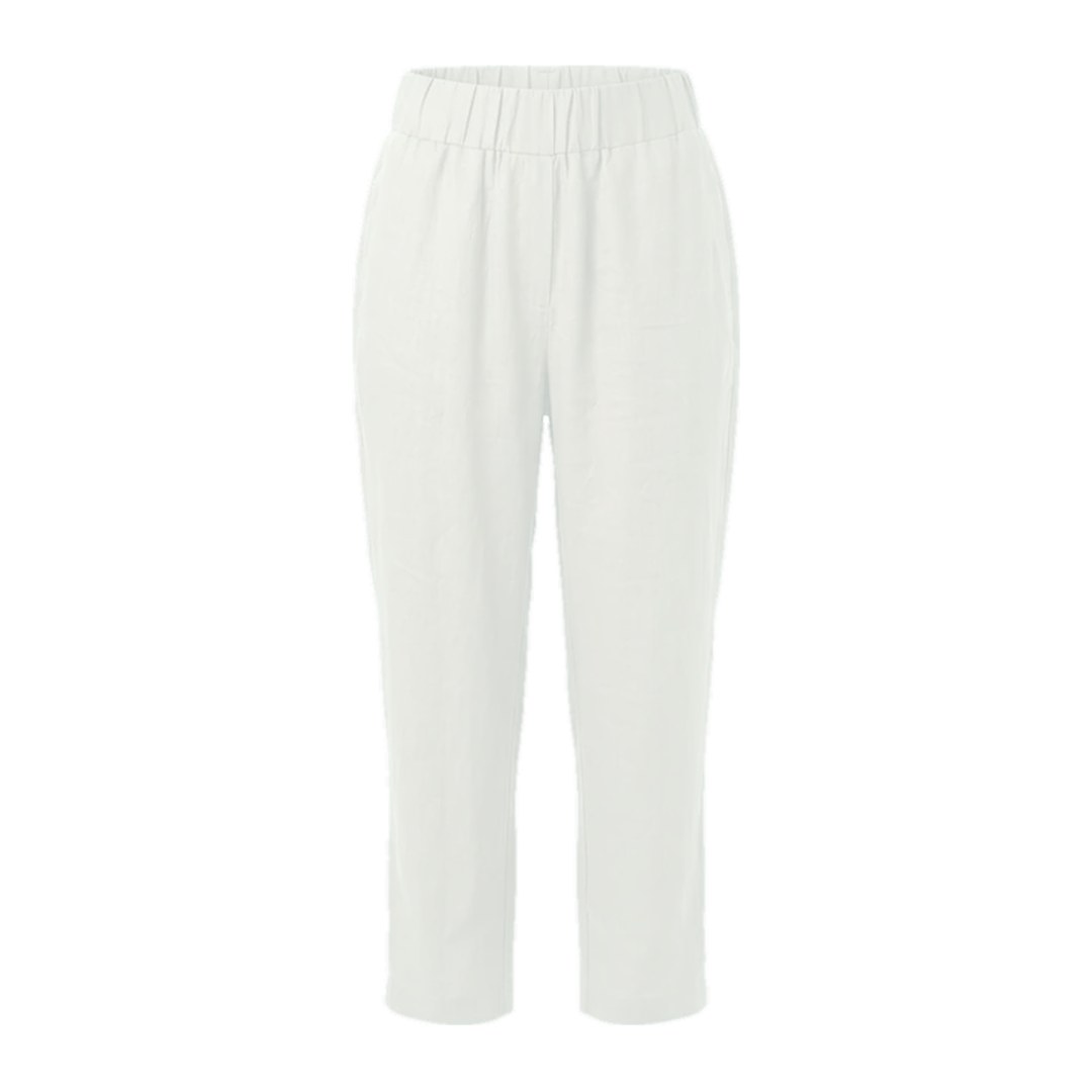 Calça com elástico na cintura 100% linho — Off white