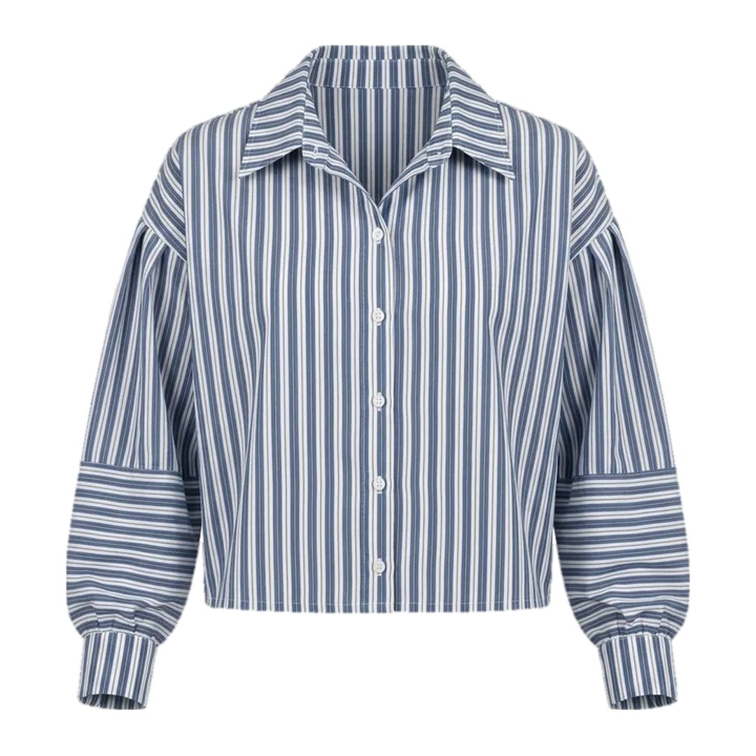 Camisa listrada de tricoline — Azul