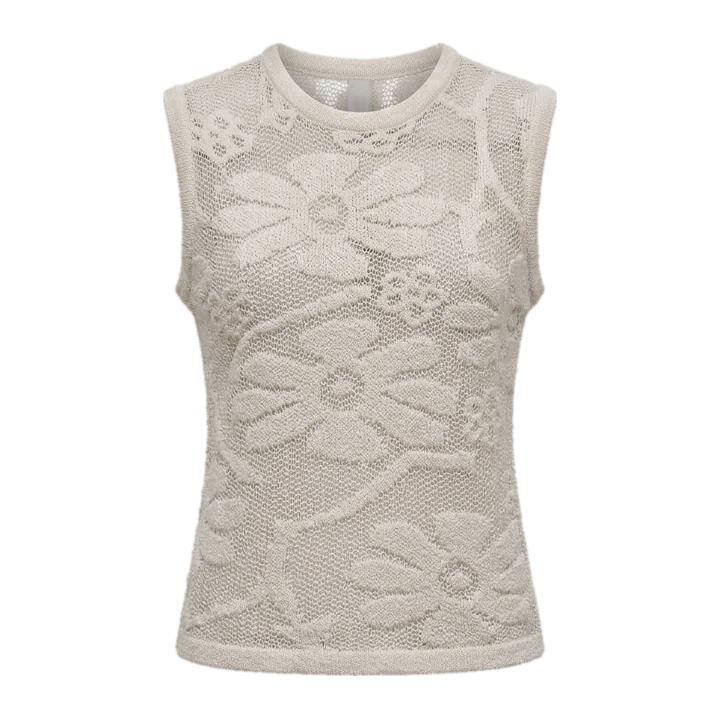 Blusa de tricot com estampa de flores — Natural