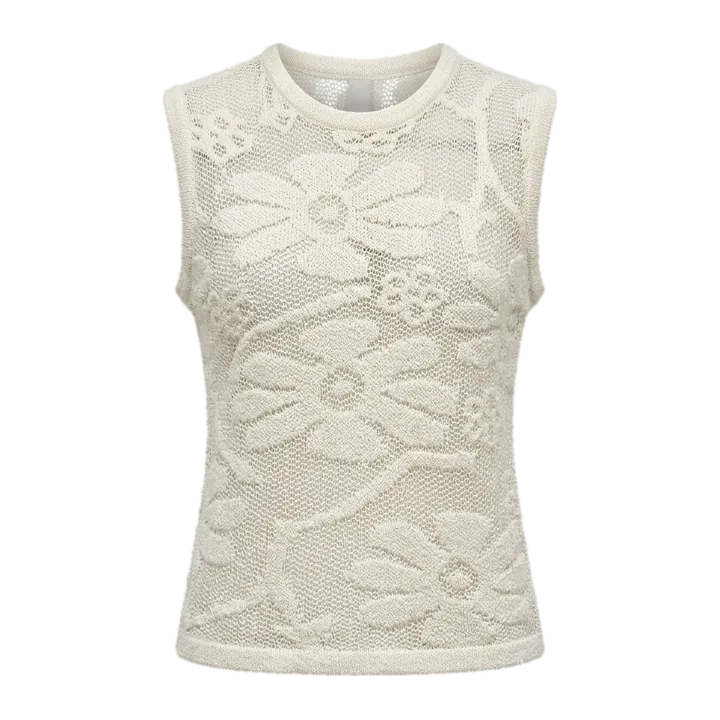 Blusa de tricot com estampa de flores — Off white