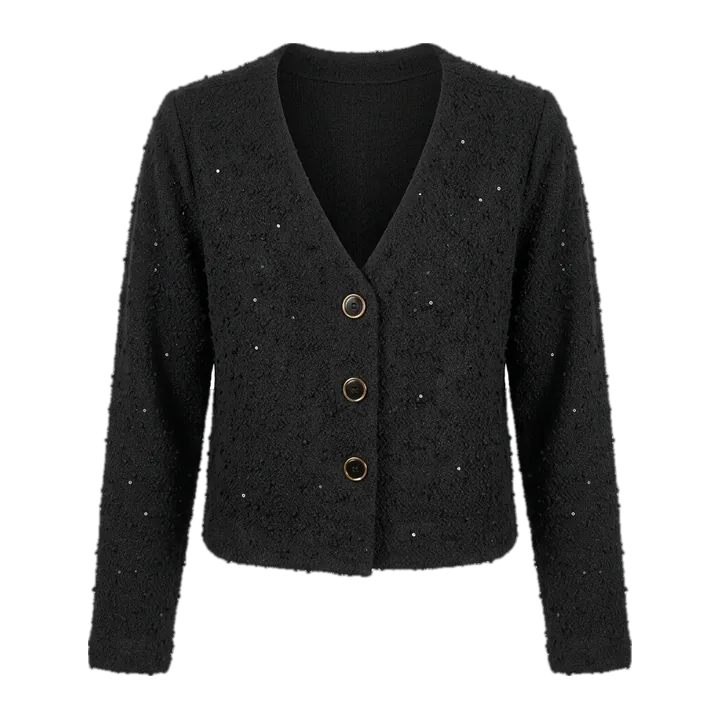 Cardigan de tweed com micropaetês — Preto