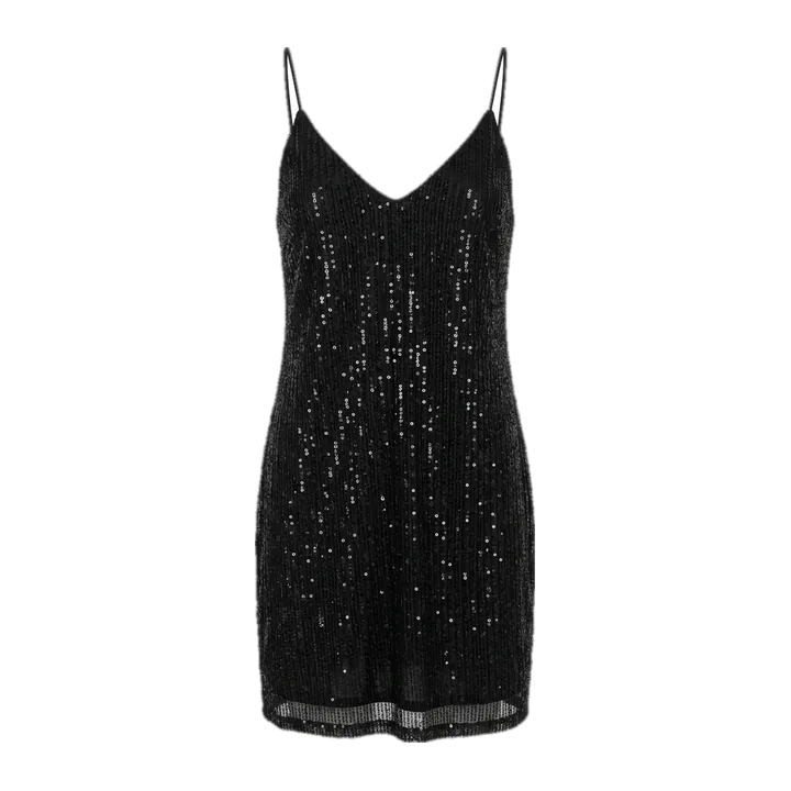 Vestido curto de paetês — Preto