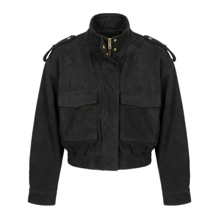 Jaqueta bomber de suede — Preta