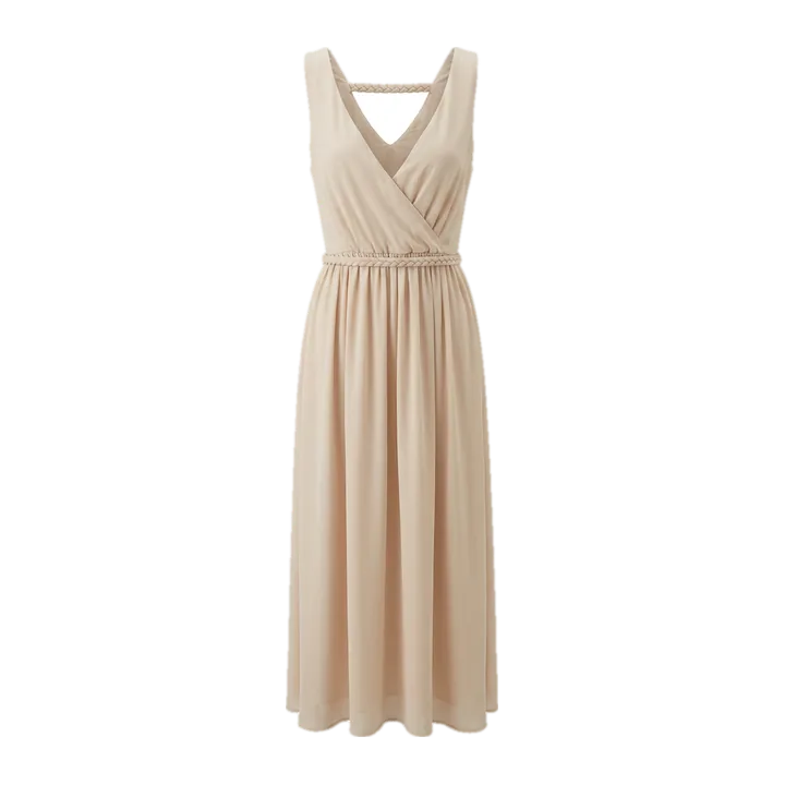 Vestido midi de crepe — Areia
